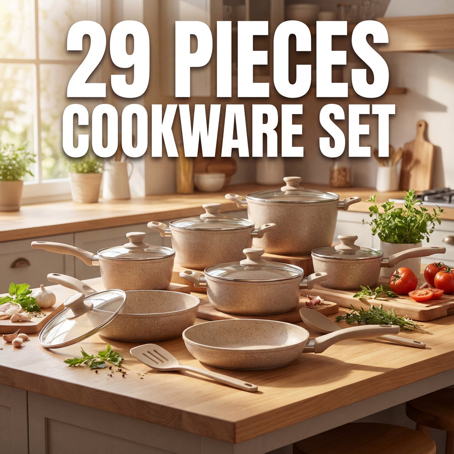29-Piece Non-Toxic Granite Cookware Set | 100% PFOA & PFAS Free | All Stovetops Compatible